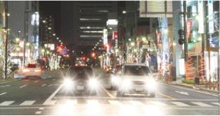 裸眼の時の車のヘッドライトの見え方
